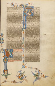 Initiale P- Saint Paul; Initiale P- Un évêque donnant une lettre à un messager - Unbekannt Unbekannt